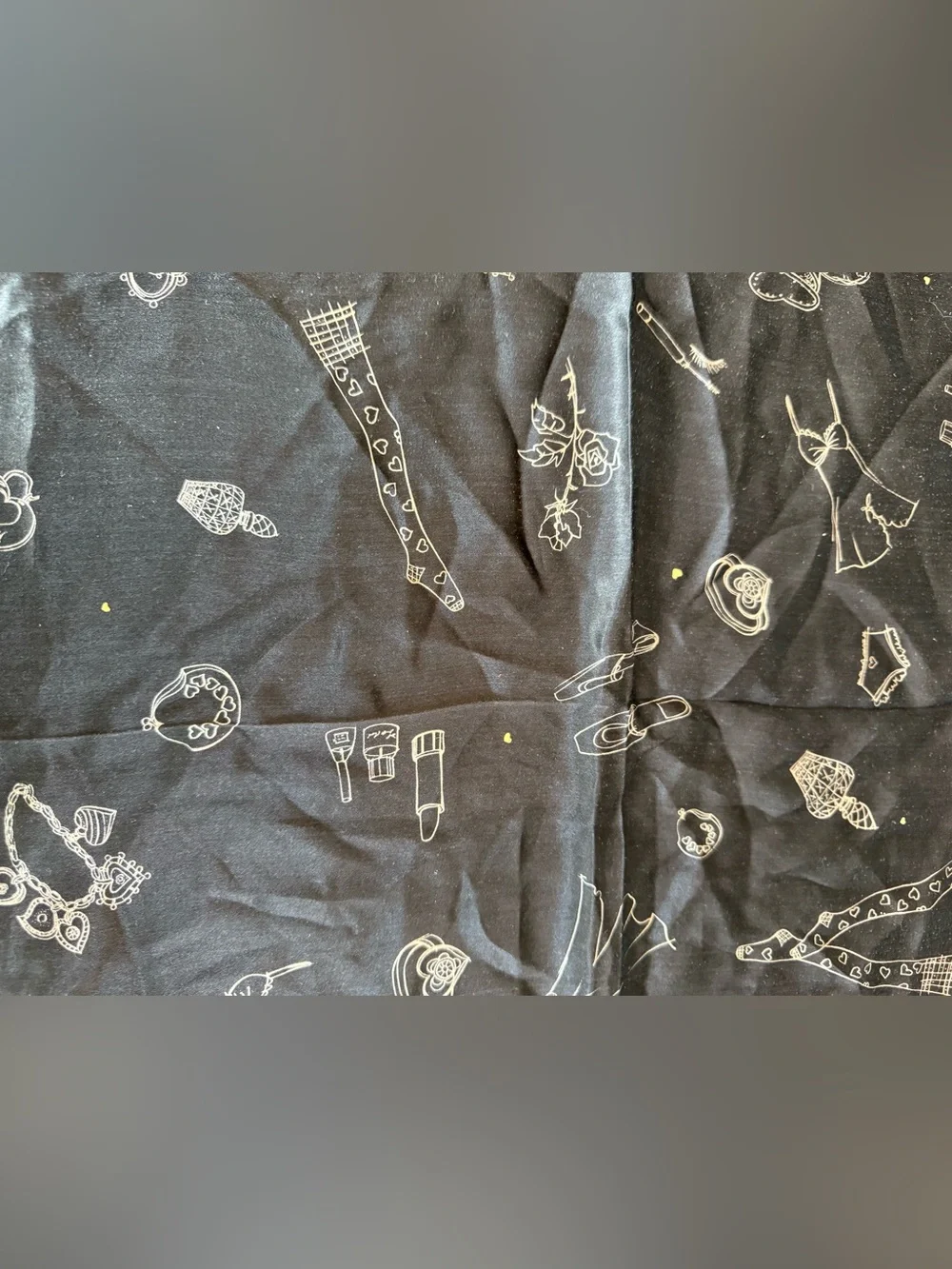 Echo 100% Silk Scarf Black Cosmetic Fashion Sketch Print Square OS